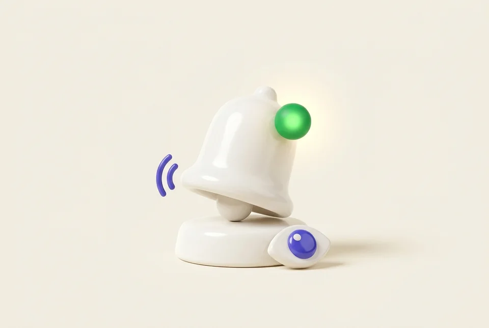A notification bell with a green live indicator and a small viewer eye token