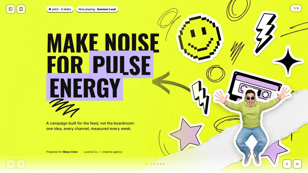 Agency campaign pitch — A creative agency’s campaign pitch: three packages with a reach estimate from the client’s budget, and a launch plan.