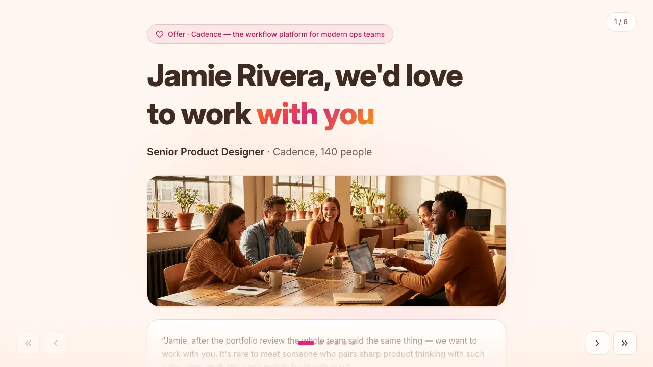 Job offer to a candidate — live example preview