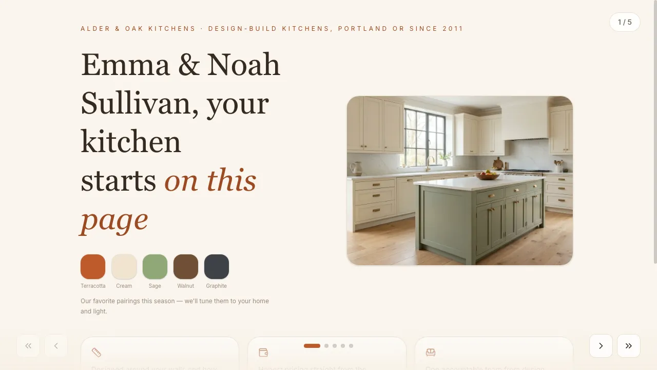Kitchen remodel proposal — live example preview
