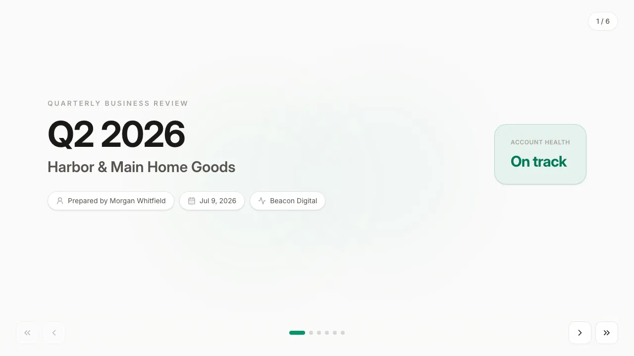 Quarterly business review — live example preview