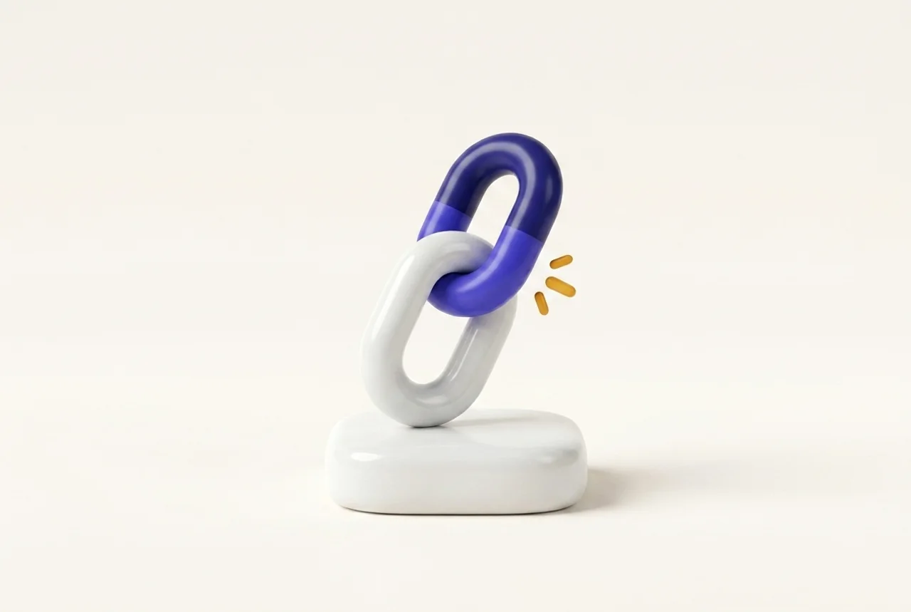 Two interlocked chain links — the link is the product